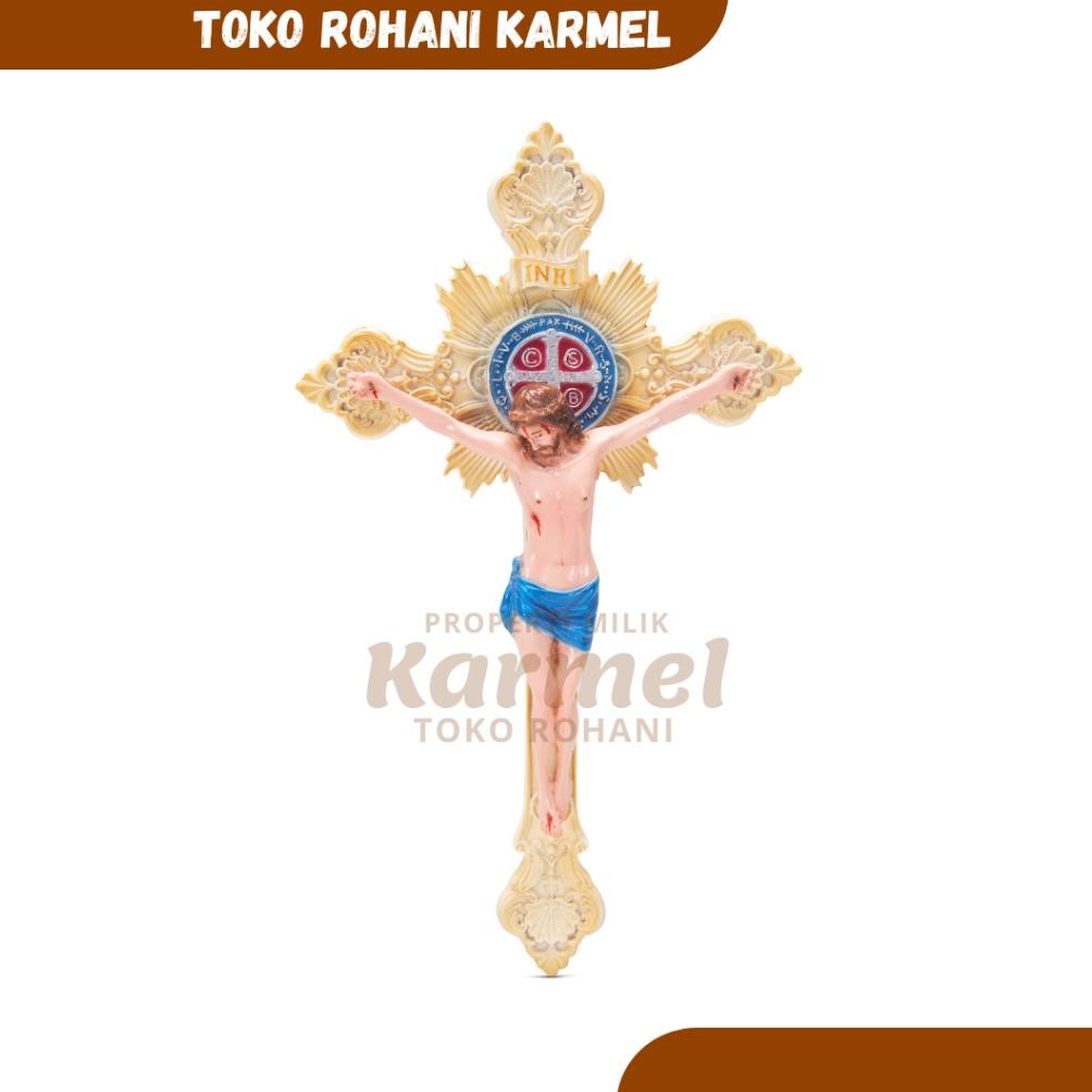 SALIB GANTUNG SINAR 30 CM / SALIB GANTUNG KATOLIK / SALIB DINDING / SALIB BENEDICTUS / SALIB GANTUNG