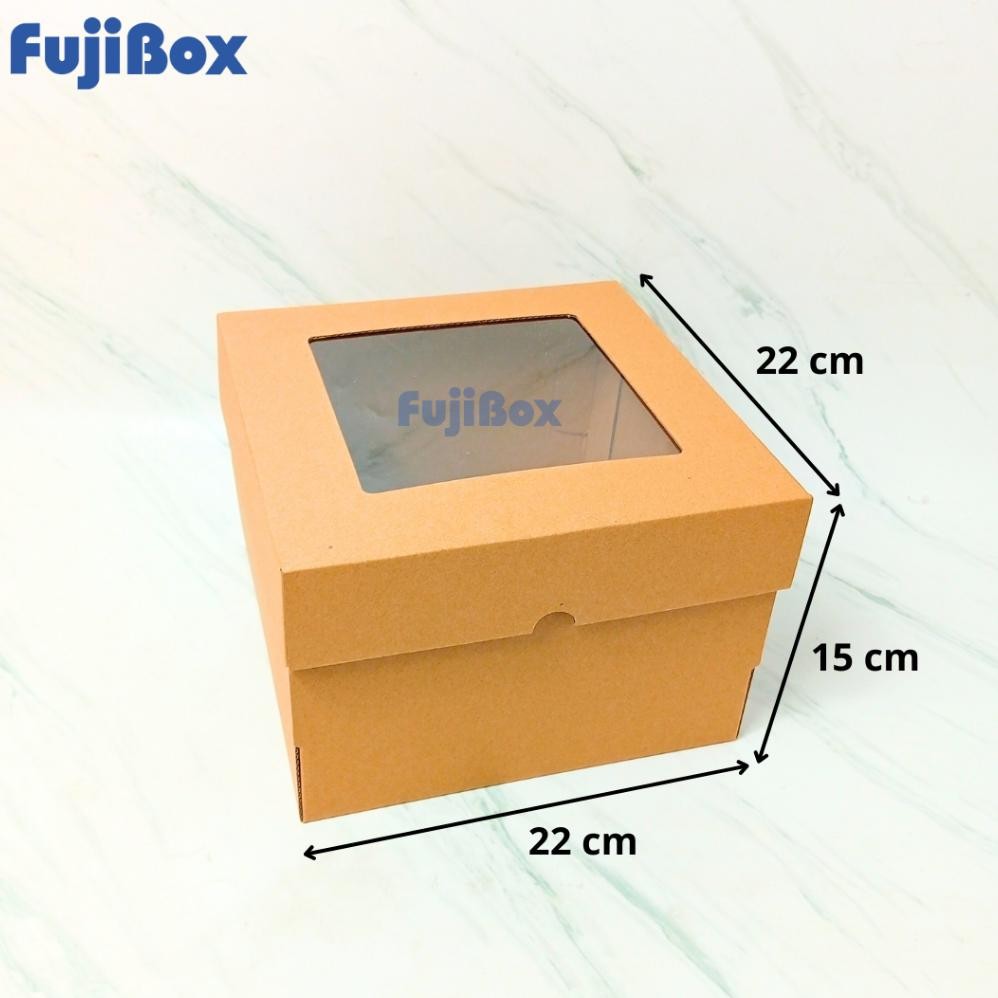 

Cod ( 10 Pcs ) E-Flute Kotak Puding Cake Kue Tart Bolu Chiffon Karton Corrugated Box 22 X 22 X 15 Cm Et-98