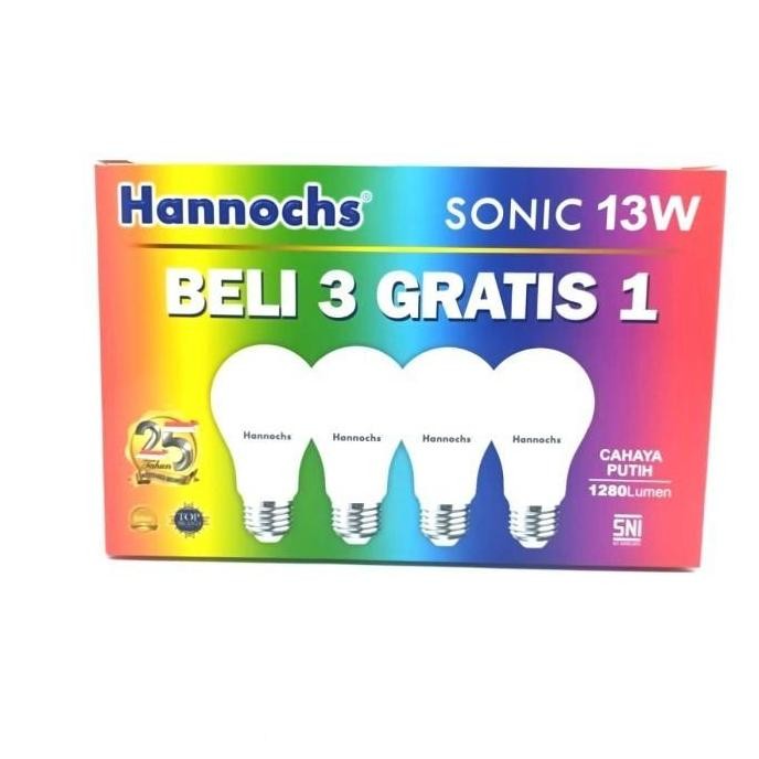 Hannochs Lampu Bohlam Led Bulb 3+1 Sonic Alfa 6W 10W 13W Watt Putih