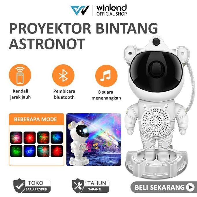Winland Lampu Proyektor Bintang Astronot Laser Speaker Bluetooth