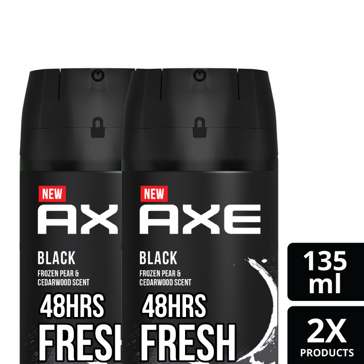 AXE MEN DEODORANT BODY SPRAY BLACK 135ML TWINPACK (x2)