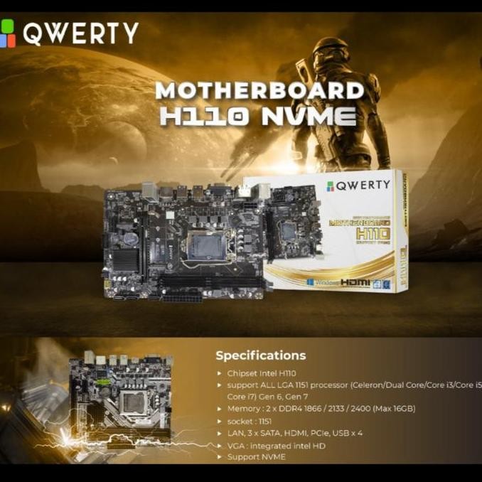 QWERTY H110 NVME Motherboard (DDR4, LGA 1151)