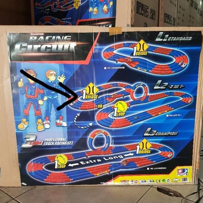 TREK ARENA JALANAN TAMIYA 3 JALUR SET TRACK IMAGE