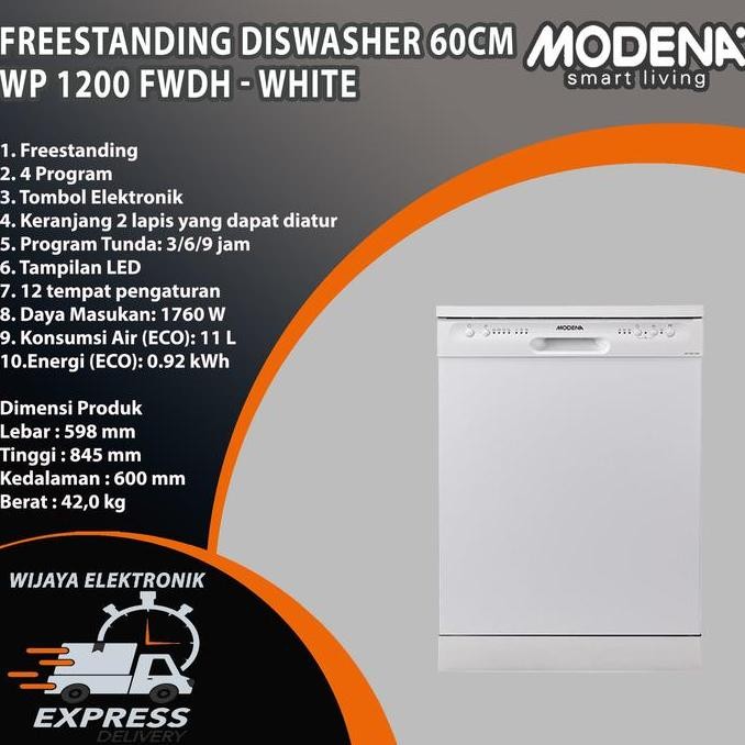 Modena WP 1200 FDWH - Mesin cuci Piring Modena WP1200FDWH / Diswasher