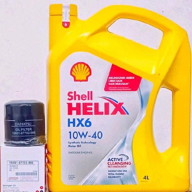 Ready paket shell HX6 10W-40 4Liter + Filter oli Xenia, Agya, ayla, sigra pelumas mesin mobil Mesin