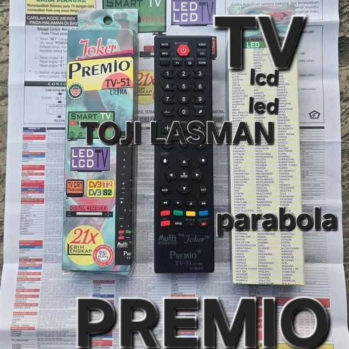( REMOTE TV UNIVERSAL JOKER PREMIO ) REMOT KONTROL CONTROL TV LED LCD RECEIVER PARABOLA MULTI UMUM U