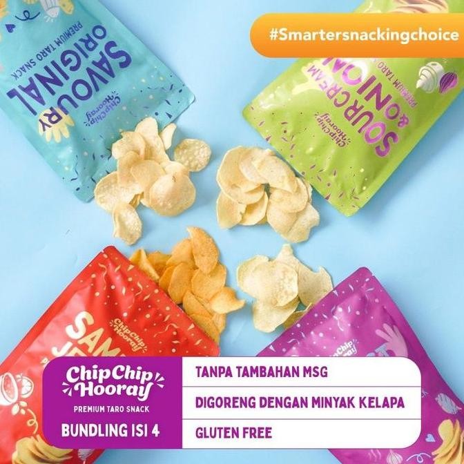 

CHIP HOORAY SNACK SEHAT KERIPIK KENTANG GLUTEN FREE NO MSG - Bundling Chip Chip Hooray isi 4 CHIPS HORAY