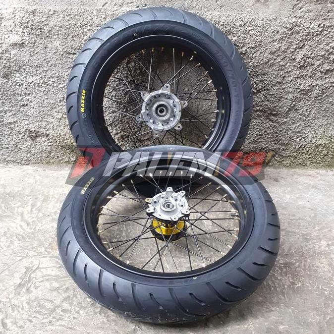 Ready  Wheelset CRF 150 L Supermoto Expedition Velg 300 350 Tromol Gold Black