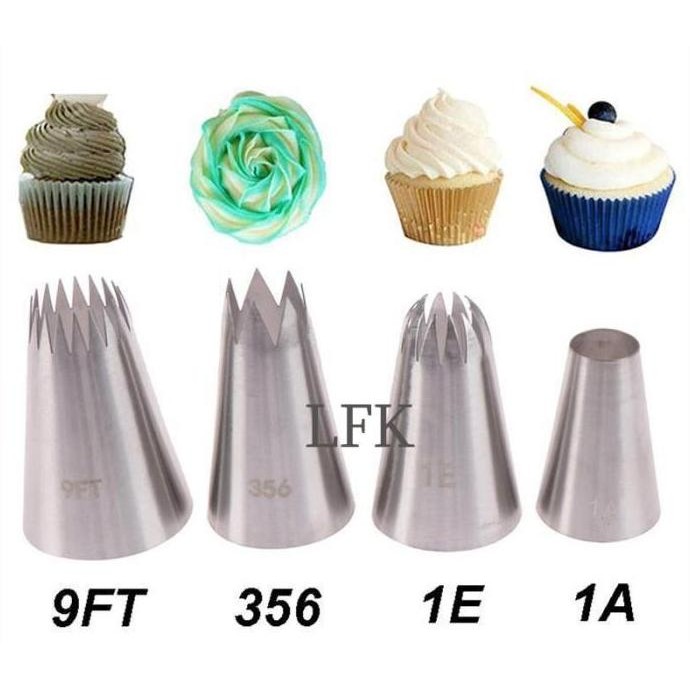 SPECIAL SPUIT 4PCS SET #9FT #356 #1E #1A NOZZLE BESAR JUMBO PIPING KUE