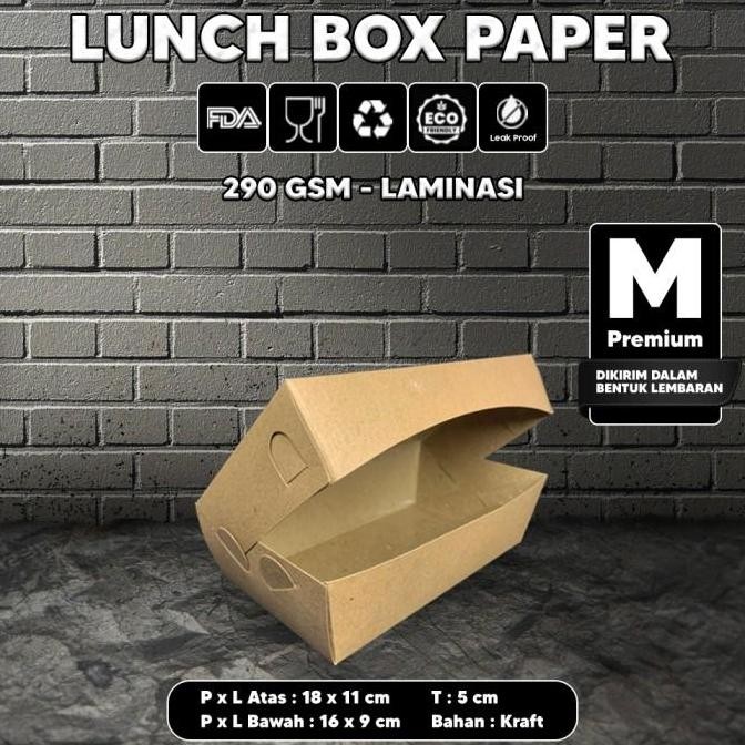 (Allthebest) Kotak Makan Kertas / Paper Lunch Putih / Kemasan Makanan Kraft Size M
