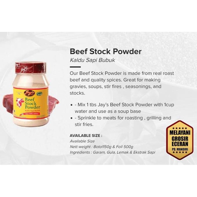

JAY'S BEEF STOCK POWDER 150 GR / KALDU SAPI BUBUK / NON MSG