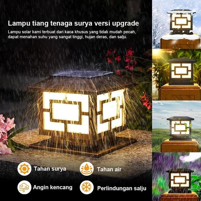 Garansi 10 tahun4 warna lampu tiang taman lampu matahari tanpa biaya listrik pencahayaan aman lampu 