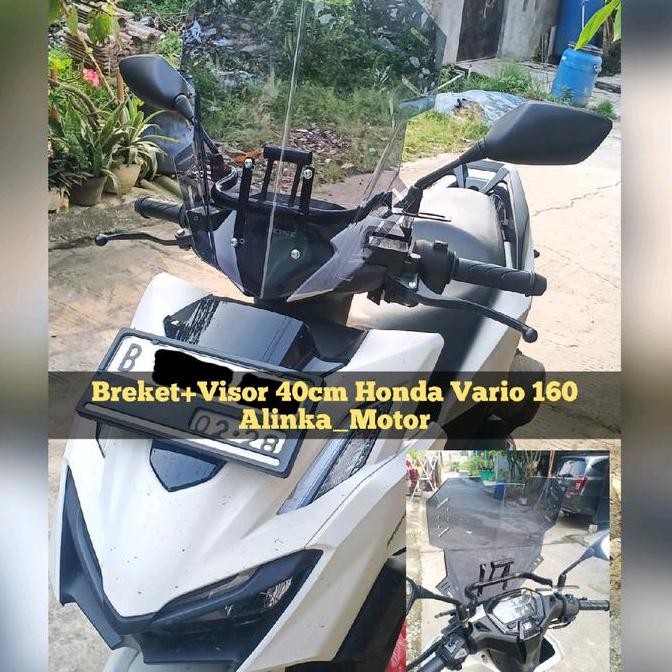 Paket Breket+Visor 40Cm V1 Honda New Vario 160 Windshield Visor Custom Visor Vario Variasi Vario Bes