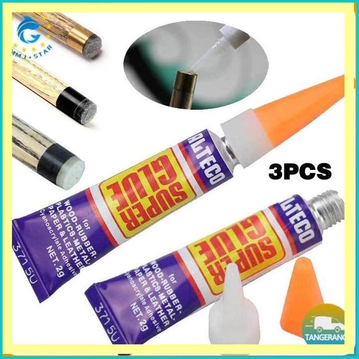 Terlaris 3Pcs Cue Tip Super Lem Perekat Master Tip Billiard 2G Glue Jg-56