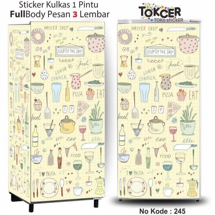 Limited Stiker Kulkas 1 Pintu Atau 2 Pintu Standar Motif Masterchef Shabby Sticker
