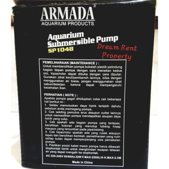 Mesin Pompa Aquarium Filter Akuarium Kolam ARMADA SP-104B 104
