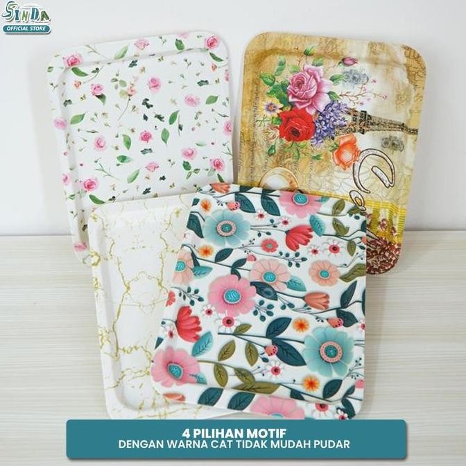 

[BUNDLING SET 4pcs] SINDA Nampan Baki Buah / Tray Fruit / Nampan Plastik Bunga / Wadah Saji Makanan Tempat Saji Makanan Minuman ES