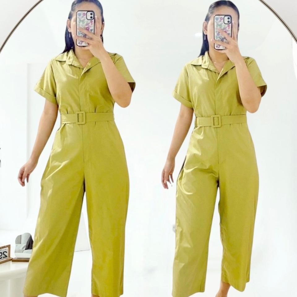 Katun Hitam 1102.1113 Hervi Long Jumpsuit Overall Baju Kodok Langsung Celana Wanita Dewasa Kekinian 