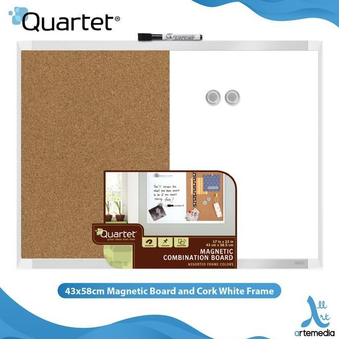 

Quartet Magnetic Combination Board with Cork White Frame 17"X23" Papan Tulis Magnetic & Papan Pin Dinding Premium 43x58cm