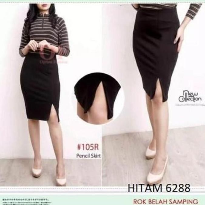 Df246>> Rok Span Belahan Samping / Rok Kerja Pendek