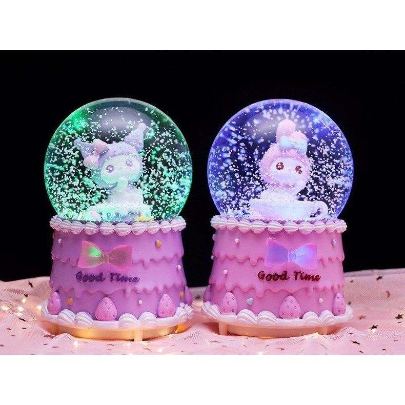 Snowball Bola Kristal Bola Musik Karakter Sanrio Cinnamoroll Kuromi Lotso Kado Pajangan