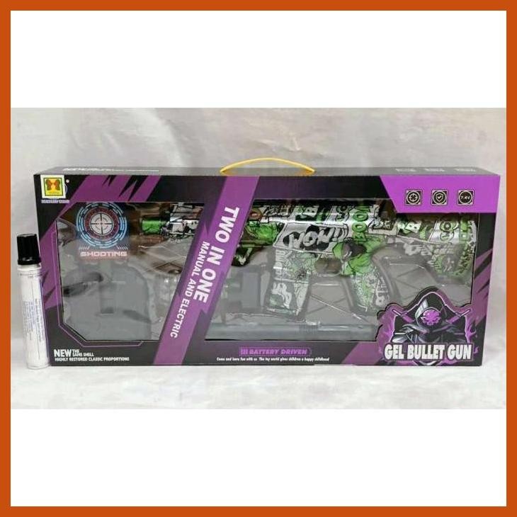 MAINAN AKSI ANAK DAN DEWASA LUAR RUANGAN 2IN1 GEL BULLET GUN NERF WATERGEL CRYSTAL SOFT BULLET GUN