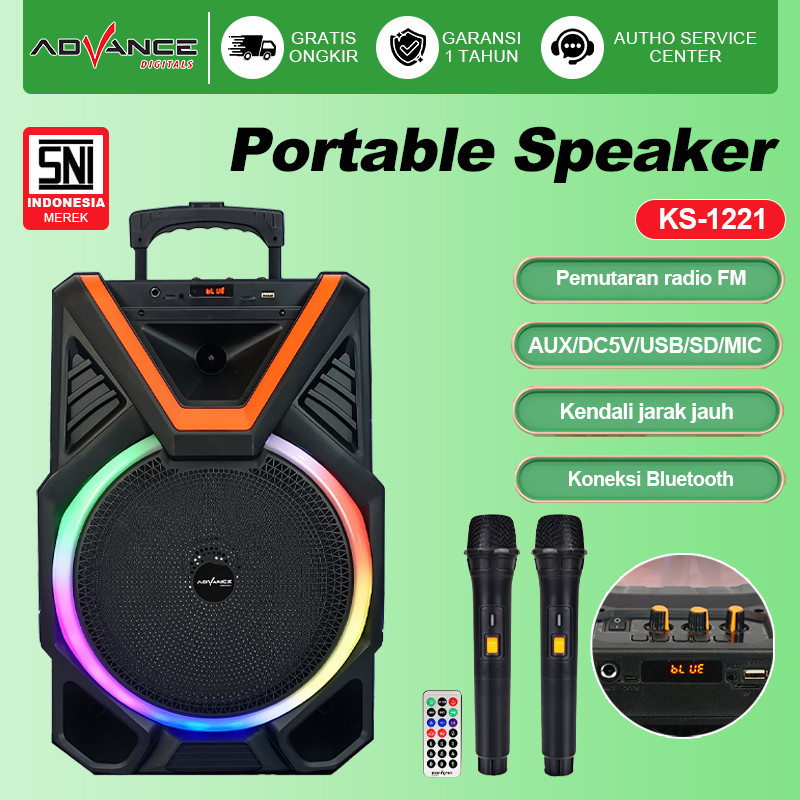 Advance 12INCH Speaker Free 2MIC Subwoofer aktif Super Basss Subwoofer aktif FM Radio