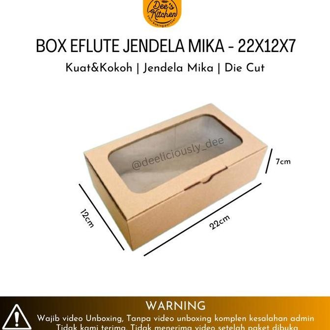 Kardus Eflute Jendela Mika/Box Eflute Die Cut/Dus Brownies/Dus Hampers - 22x12x7