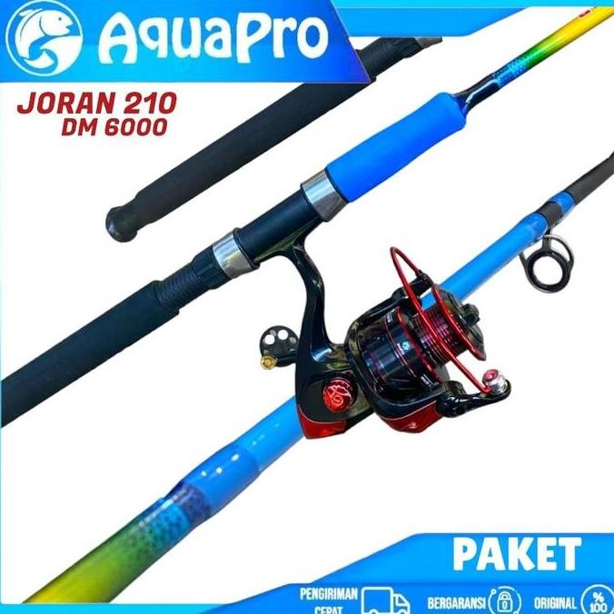 1 Set Paket Combo Joran Pancing AQUAPRO Max Drag 16Kg 150-210 cm Lengkap Roda Reel Pancing Spinning 