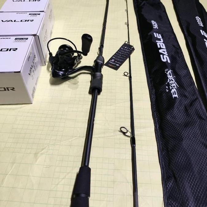 Pancing satu set full black joran blood sable reel iroly valor