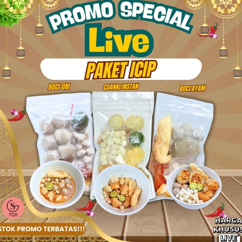 

TERLARIS [ SPECIAL LIVE 9.9] PAKET ICIP 3 BUNGKUS-BASO ACI AYAM EKO,BASO ACI ORI,CUANKI INSTAN Siap kirim