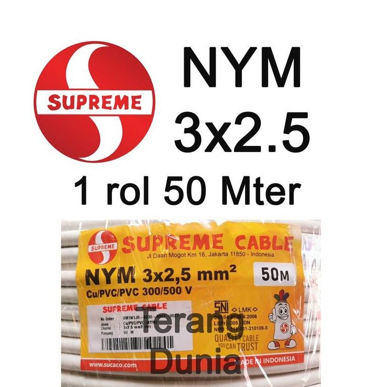 Promo Kabel Supreme NYM 3x2.5 Kabel Tunggal 3x2.5 Supreme Kabel NYM 3x2.5 Supreme COD