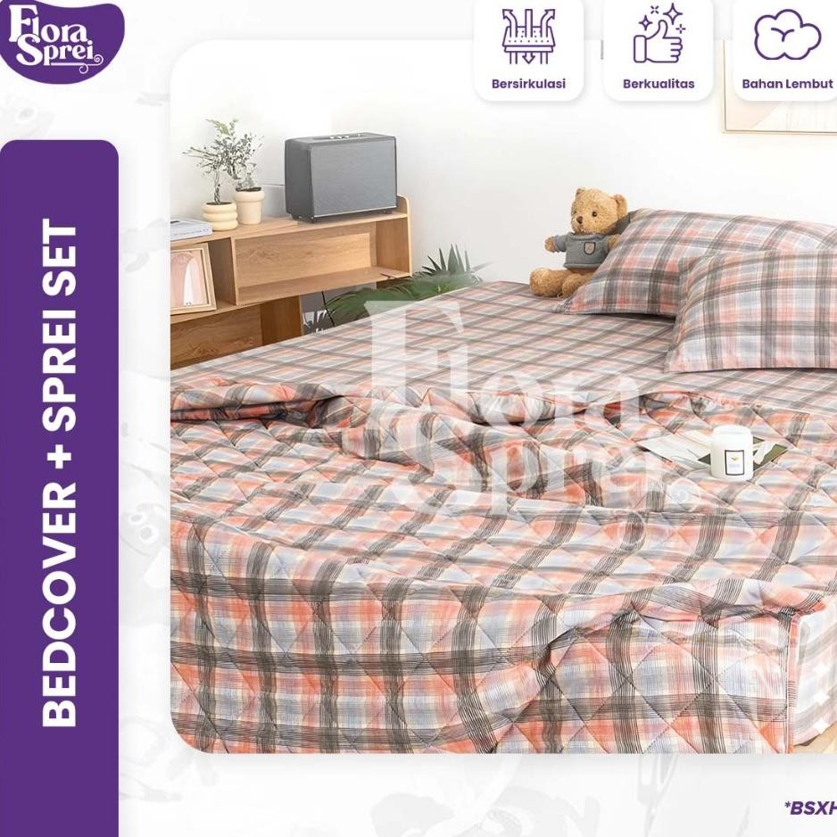 Sprei Bedcover Set Sprei Motif Aesthetic Korea Style Sprei Katun Lembut Dan Adem 120160180Cm
