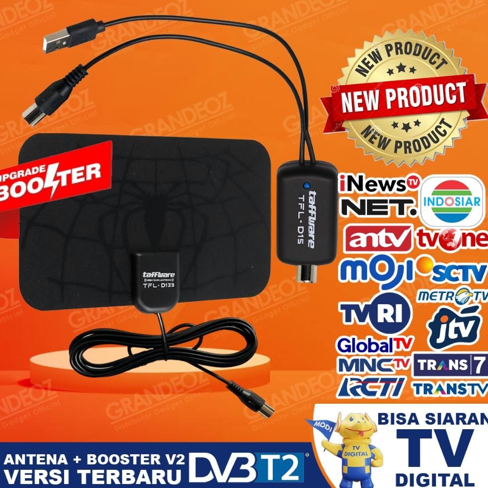 ''Terlaris" Original Antena Tv D139 + Booster D-1 Amplifier Digital 4K High Gain 2Db 7 Ohm Dvb-T2 4K