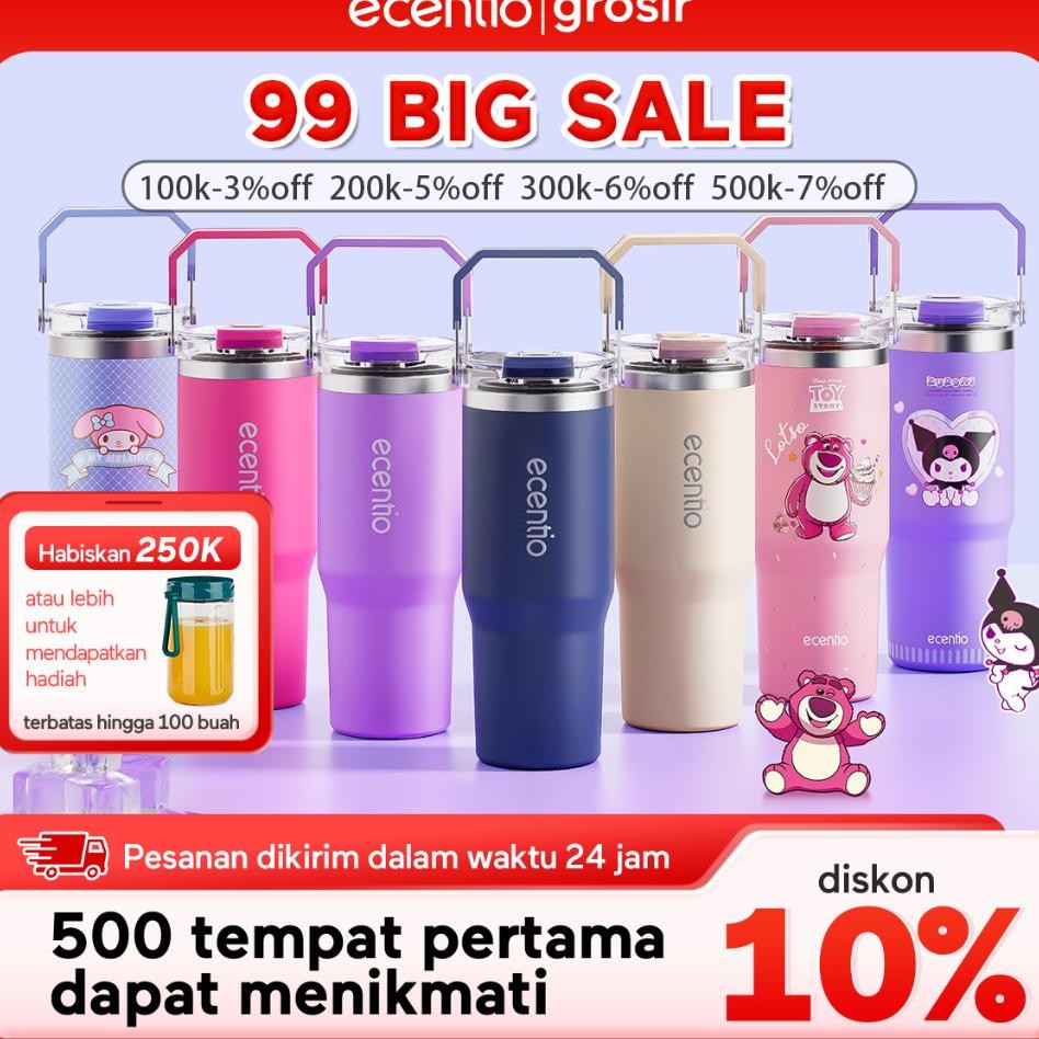 Ecentio Tumbler Stainless Tahan Dingin 24 Jam Tumbler Quality 900Ml Bpa Free Termos Kopi Botol Minum
