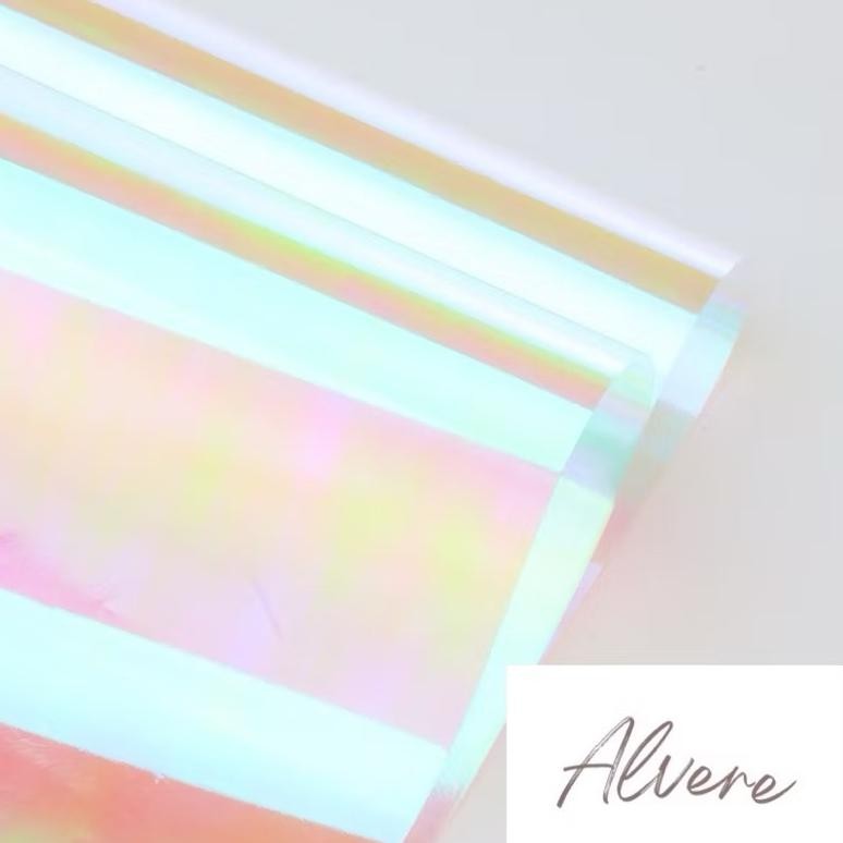 

20 Lembar Hologram Flower Wrapping Paper Cellophane Rainbow Kertas Buket Bunga