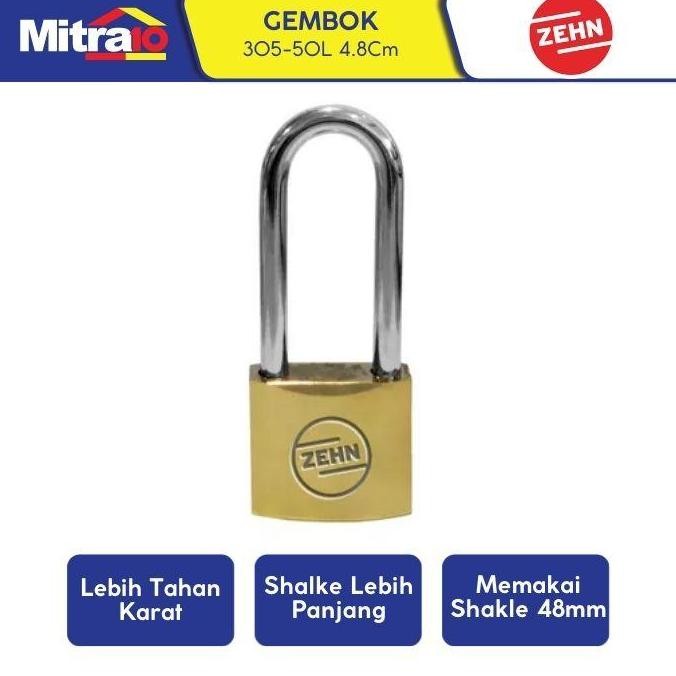 Zehn Gembok 305-50L 48Mm Long Shackle Iron Padlock