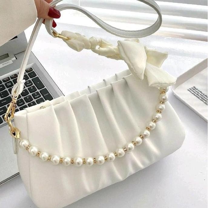 DB109 }} Tas wanita mutiara - tas bahu wanita mutiara terbaru shoulder bag