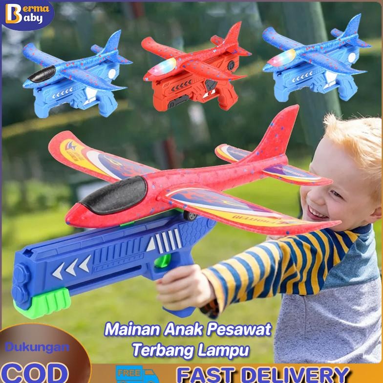 Bisa Cod Berma Baby Mainan Anak Pesawat Terbang Lampu Mainan Pistol Penembakan Pesawat Busa Mainan P