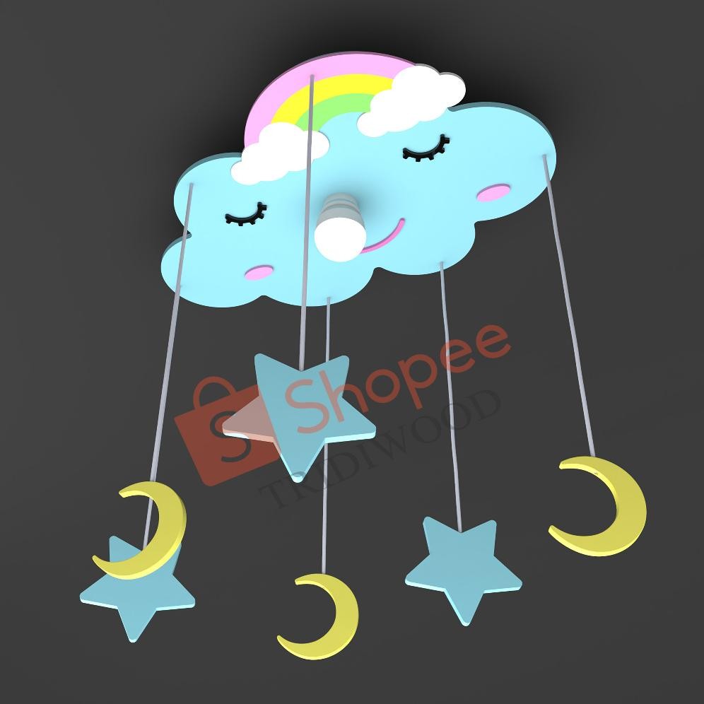 Lampu Plafon Bentuk Awan Dan Pelangi