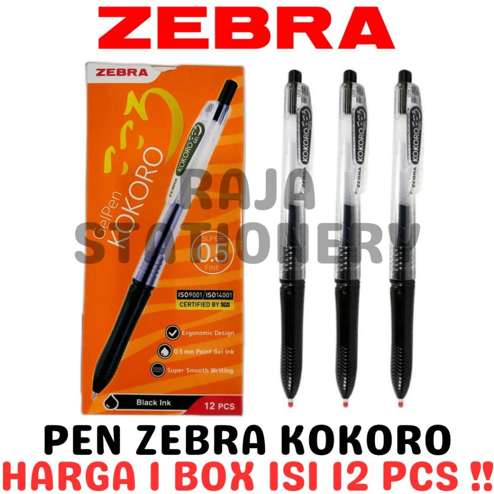 

Cod Zebra Kokoro Gel Pen 0.5 Black Blue Pulpen Gel Kokoro Hitam Biru Zebra Lusin Box [12Pcs] -98