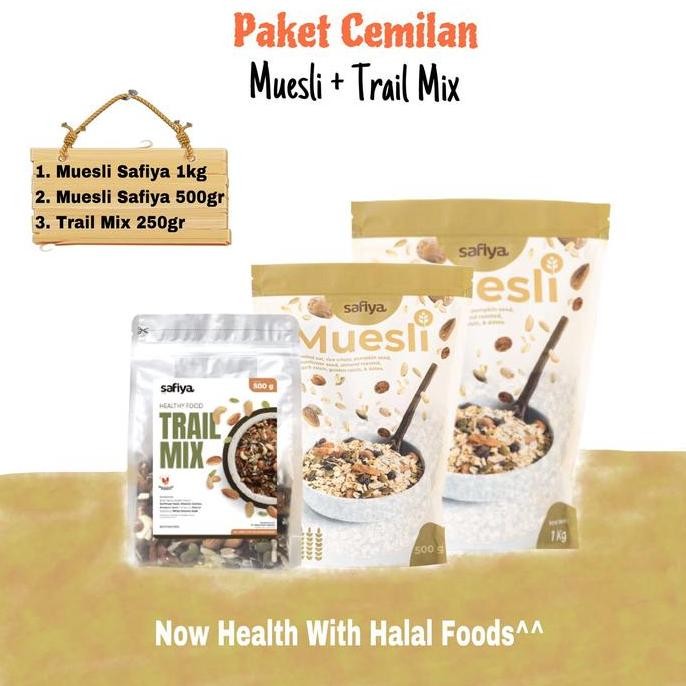 

[ Paket Sarapan Cemil ] Muesli 1 kg dan 500 gr + Trail Mix 250 Gr Sara