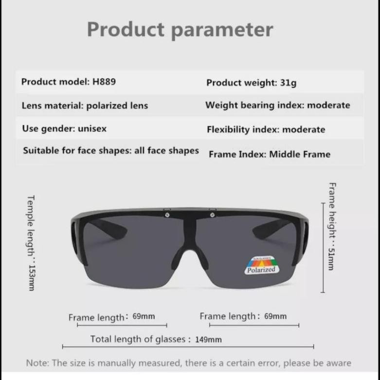 Premium Kacamata Polarized UV400 Flip Kaca Mata Sunglasses Sport Pria Wanita High Quality
