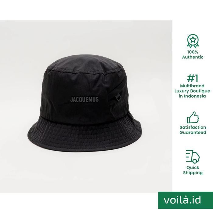 Voilaid Jacquemus Le Bob Nylon Bucket Hat Black