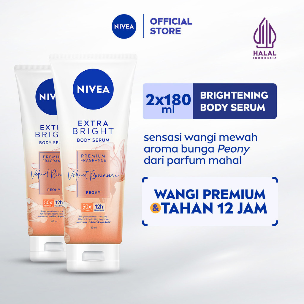 (PAKET HEMAT ISI 2) NIVEA Body Serum Extra Bright Premium Fragrance Velvet Romance 180ml - Hand body