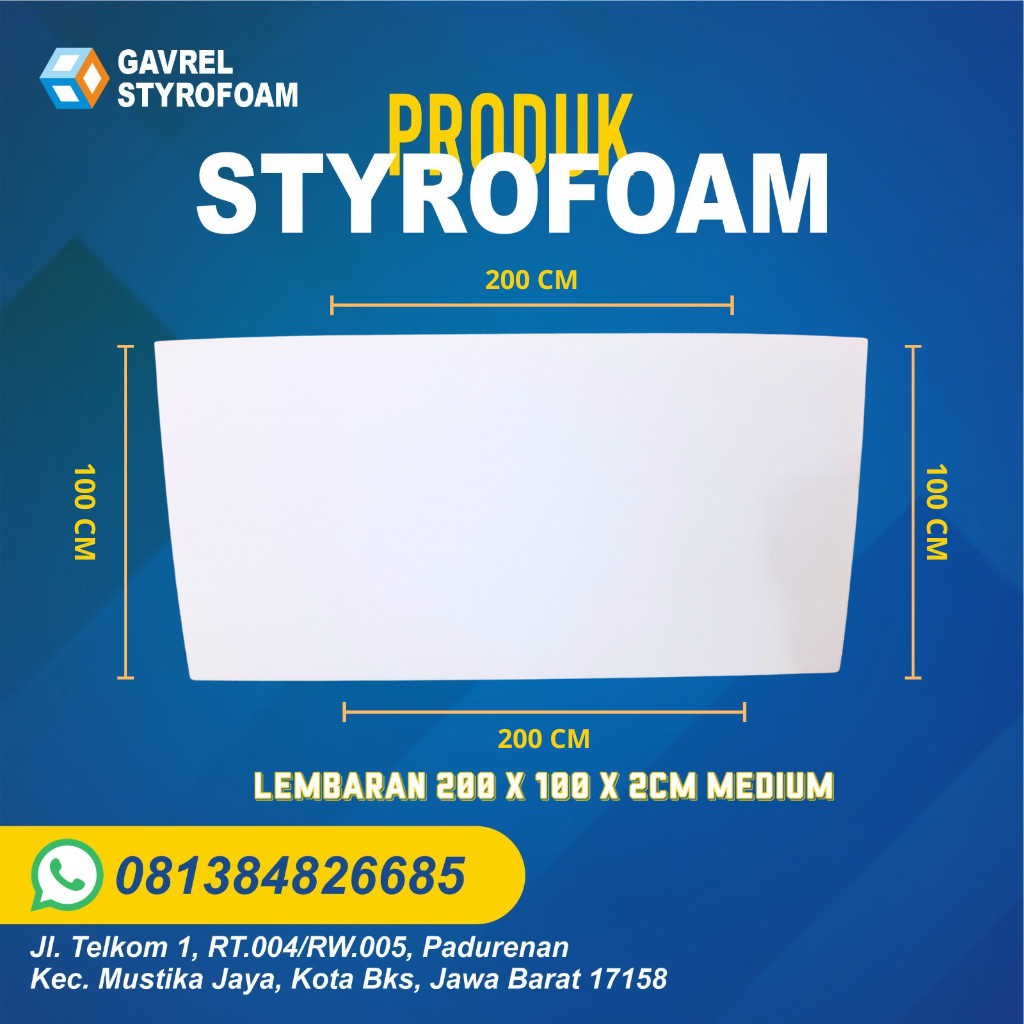 Styrofoam Lembaran 200 x 100 x 2 cm Tebal Styrofoam 2 Cm MEDIUM