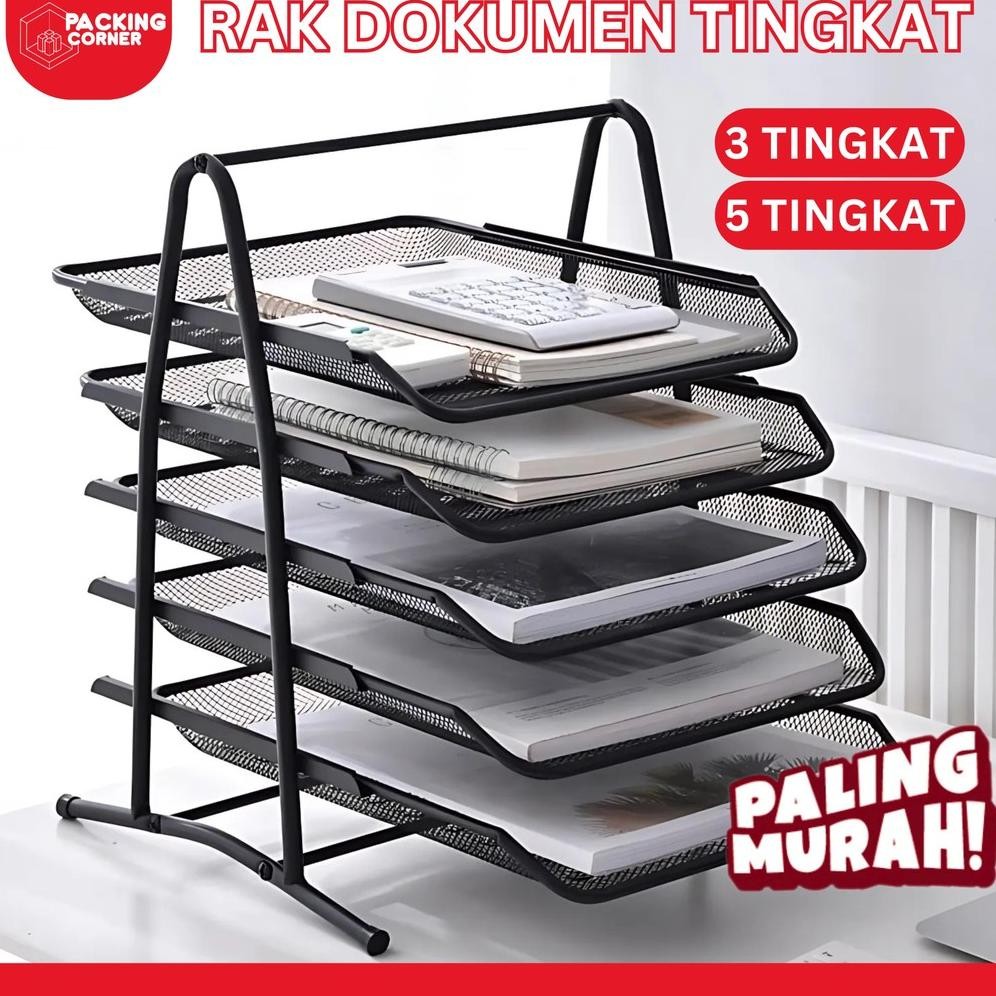 Rak Dokumen Kertas 3 5 Susun Tray Besi Desk Paper File Document Storage 3 5 Tier Elevated Letter aSt