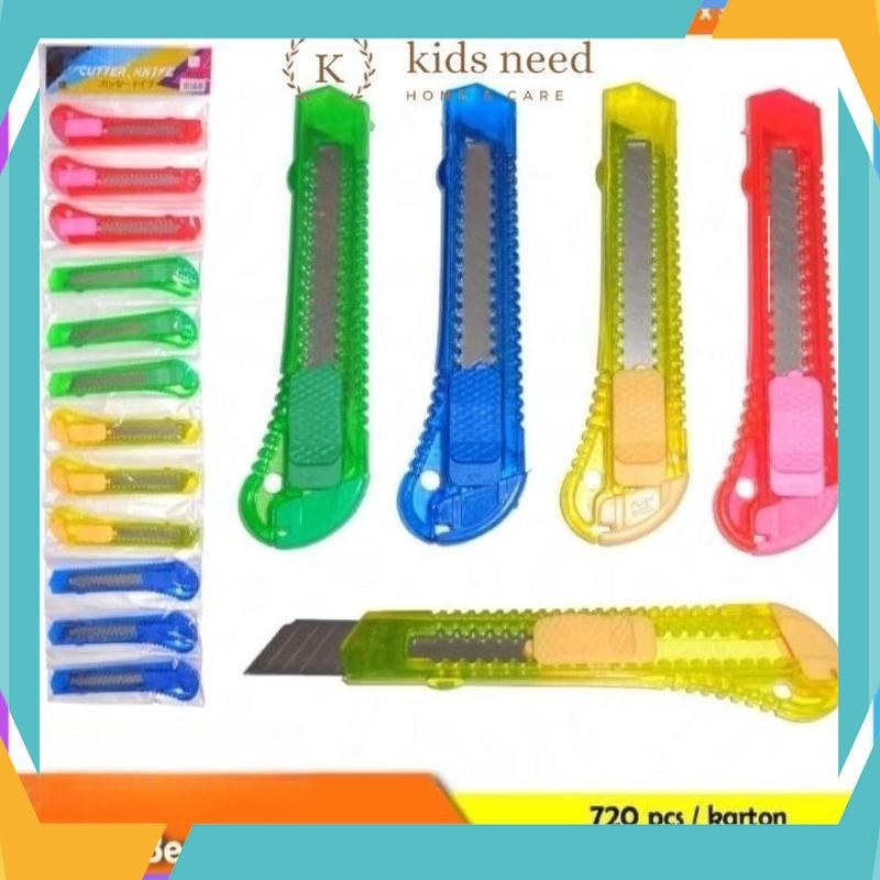 

Termurah (12pcs) Cuter Besar Sedang Stainless / Art Knife Cutter Bening Transparan L500 / Kater Tajam Murah Besar Kecil Bentuk Joyko DRI-71