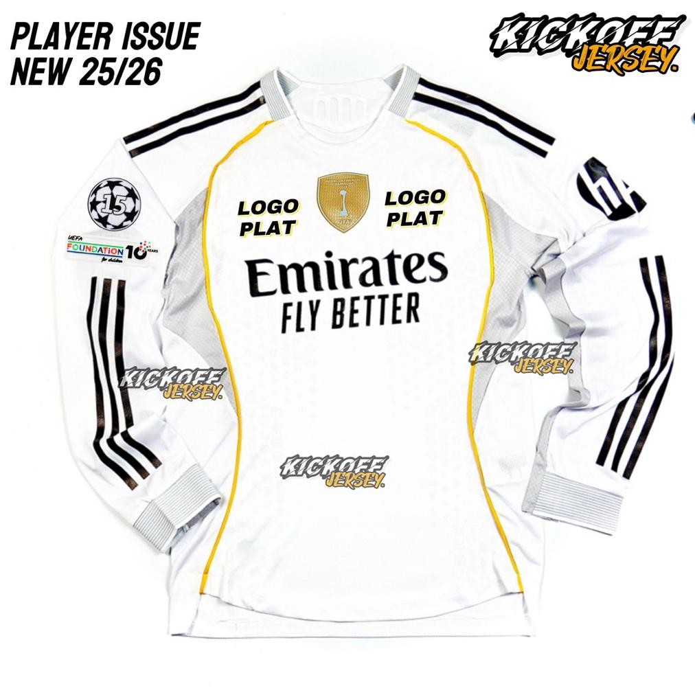 (PLAYER ISSUE LS) JERSEY MADRID HOME PI LS NEW SEASON 25/26 FULL PATCH PLAYER ISSUE LS 2025 2026