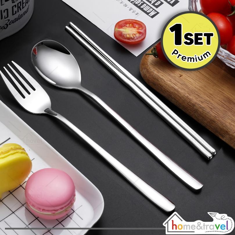Original Hovelshop Set Alat Makan Korea Sujeo Sendok Garpu Sumpit Stainless Steel Original